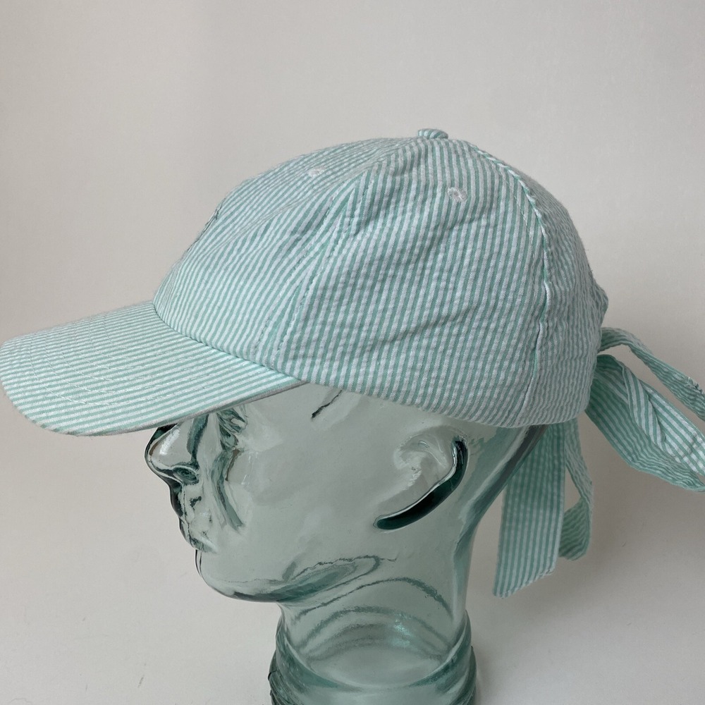 Lauren James Bow Hat Womens One Size Preppy Southern Seersucker Cap tie back LJ - Picture 4 of 11